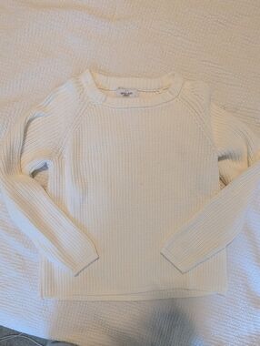 Carly Jean Los Angeles Ivory Ribbed Crewneck Sweater